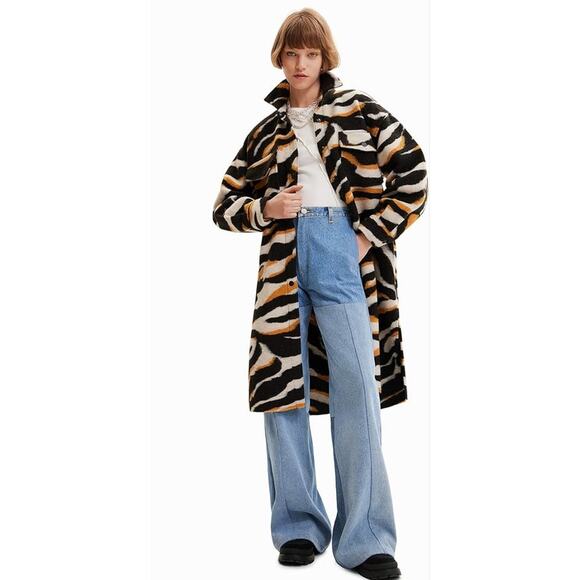 Desigual Printed Women's A-Line Coat Size Small